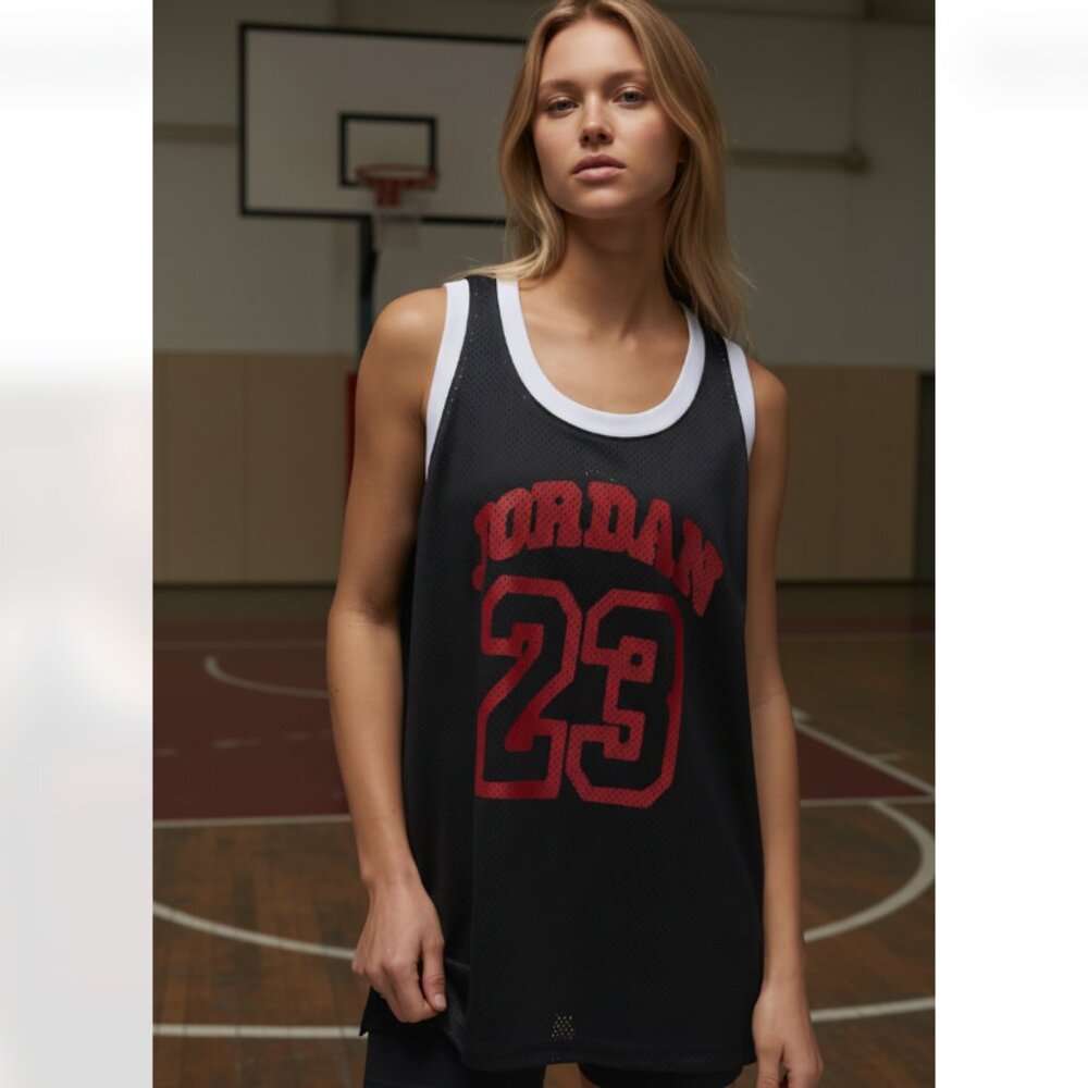 NWT Nike 23 Basketball Jerssy Tank Mesh Black Red  Oversized Small